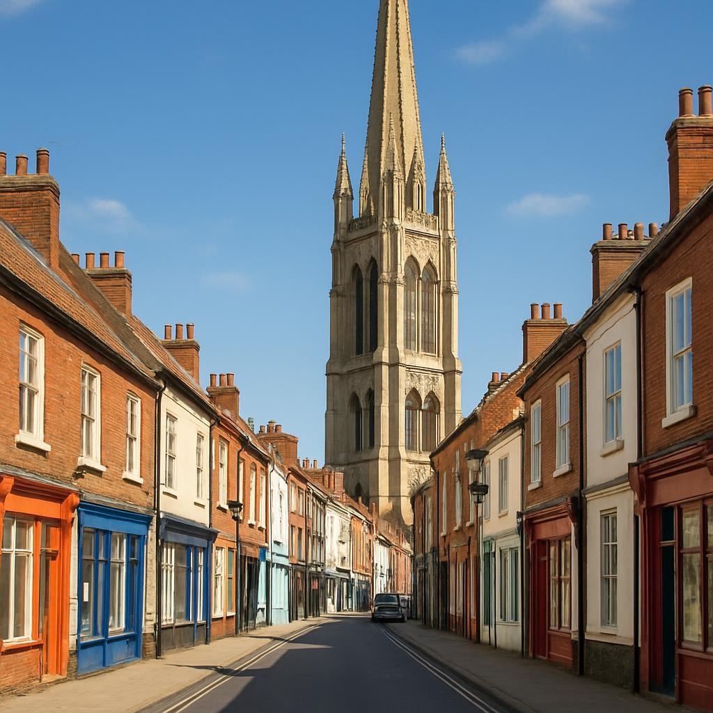 Queen St, Louth with St James Church image